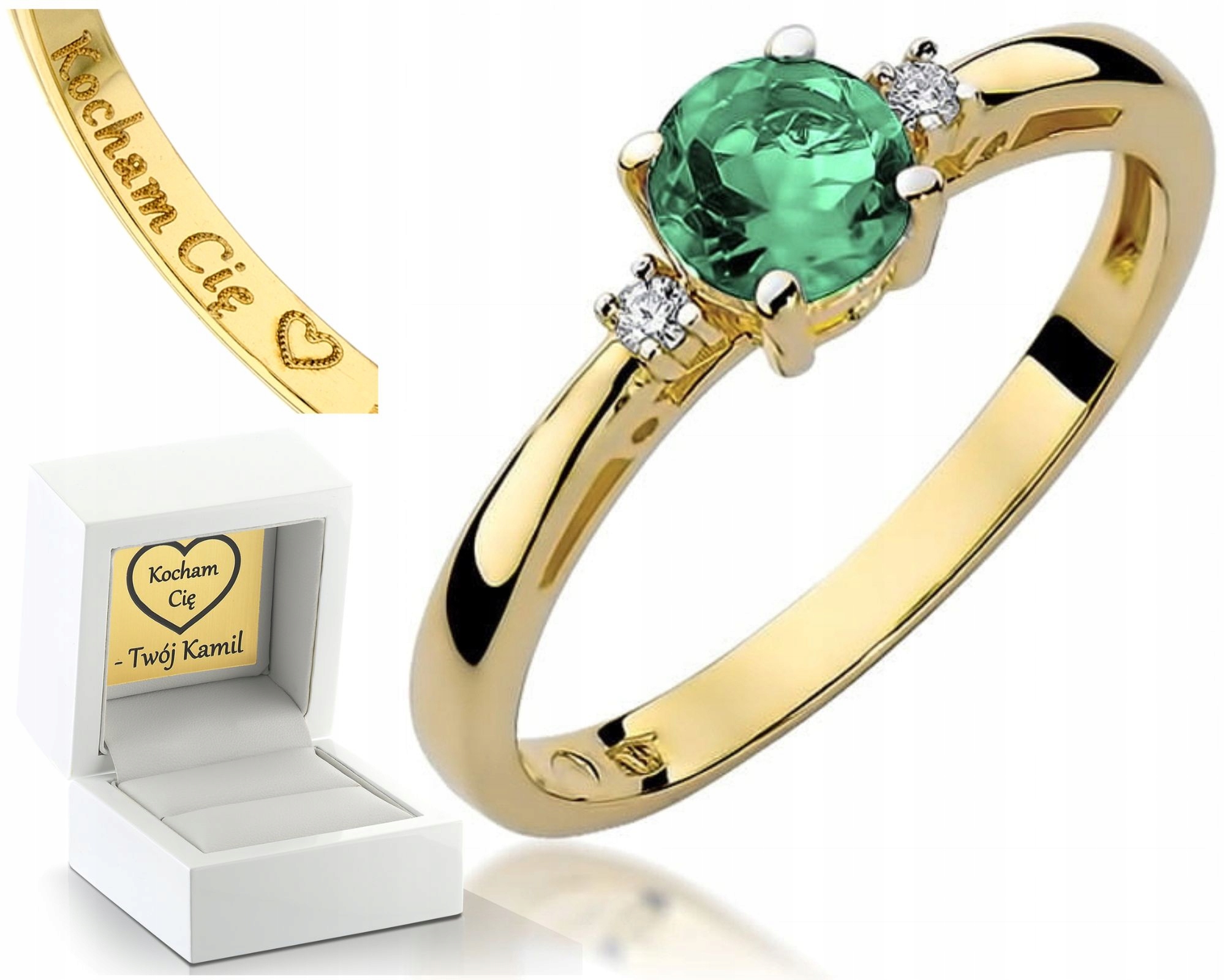 Prstýnek Smaragd Brilianty Zlato Gravírování Bonus
