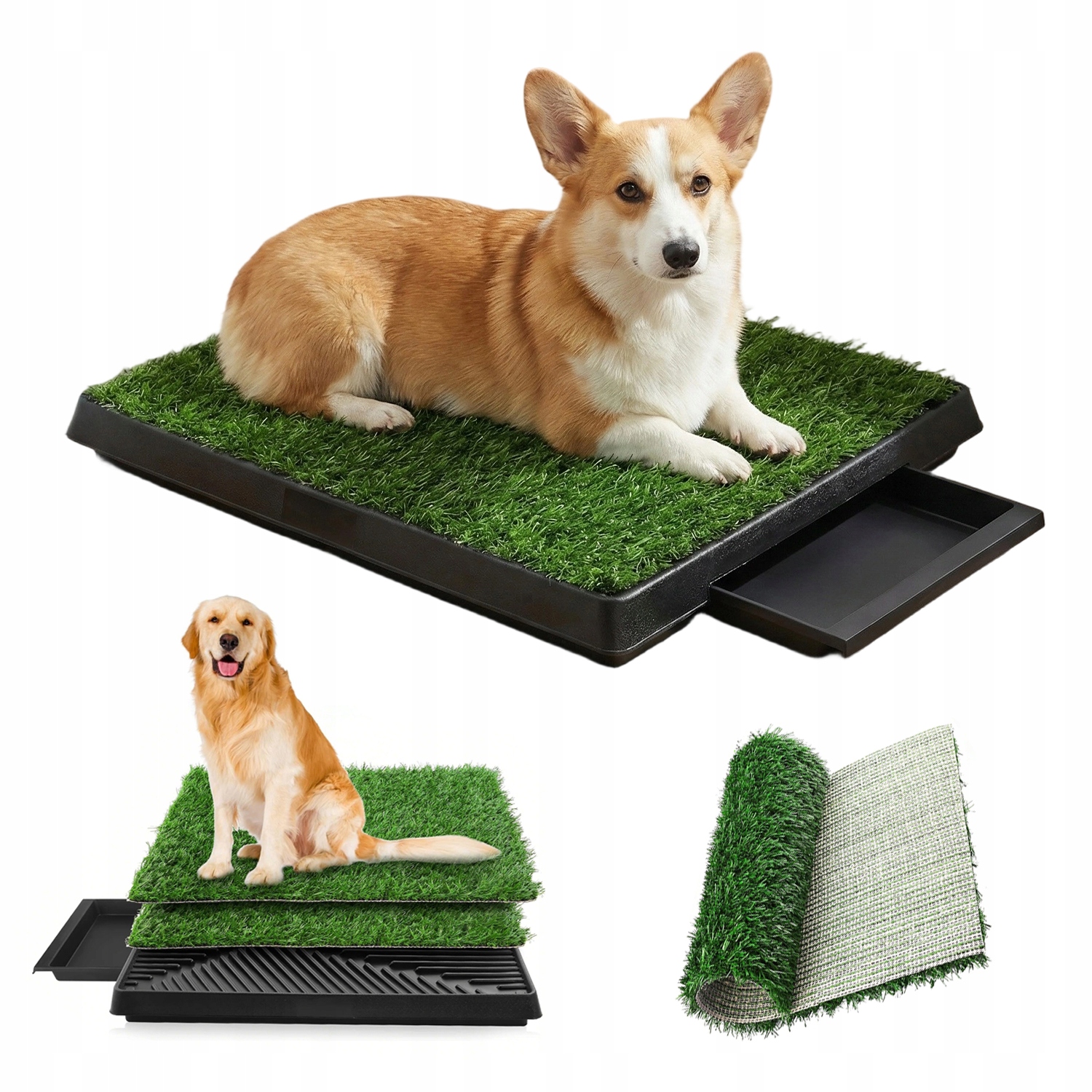 Podložky Toaleta Pro Psy Z Přírodní Trávy 63*50*7.5 CM, Toaleta Se Zásuvkami
