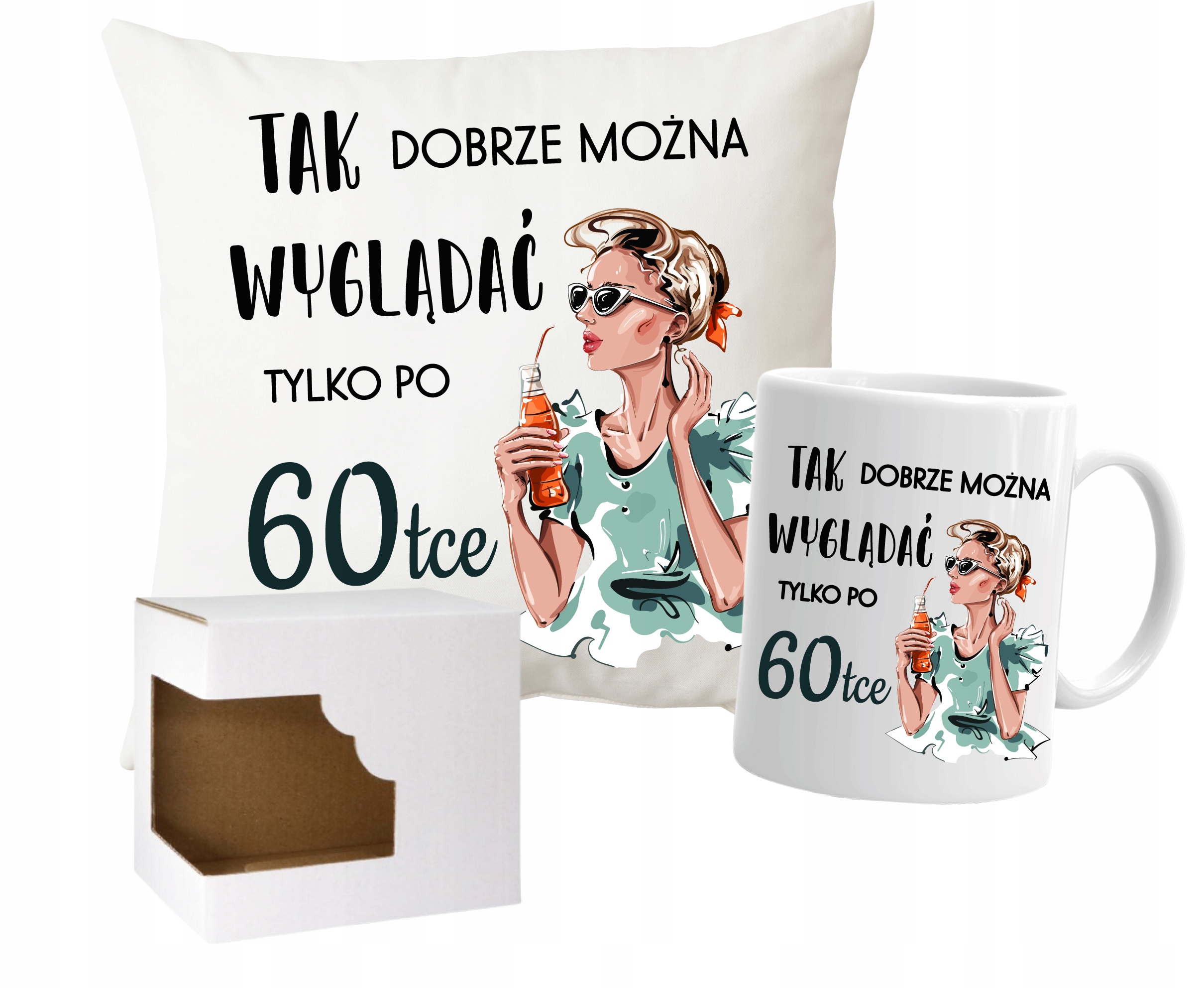 

Kubek Poduszka 60 Urodziny dla Kobiety