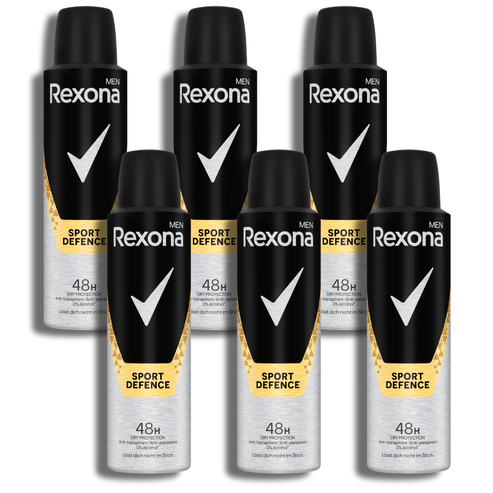 6 x Rexona Men Sport Defence Antyperspirant w aerozolu 150 ml
