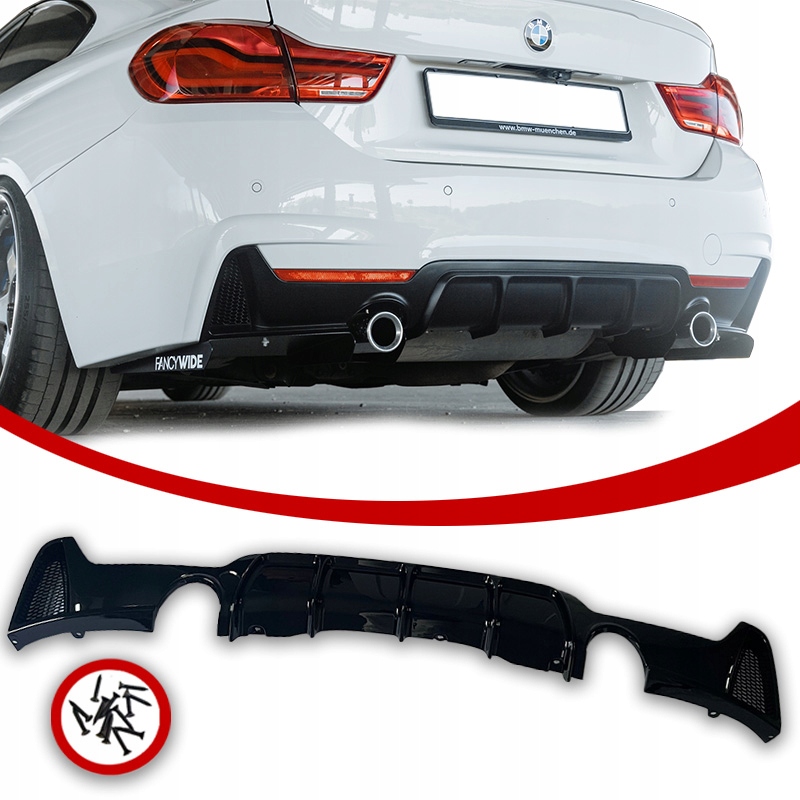 Bmw F32/F33/F36 Difuzér Krytka Nárazníku M-performance Černá Lesklá