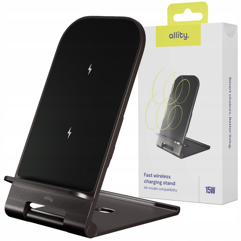 Allity bezdrátová indukční nabíječka 2v1, skládací stojan na telefon