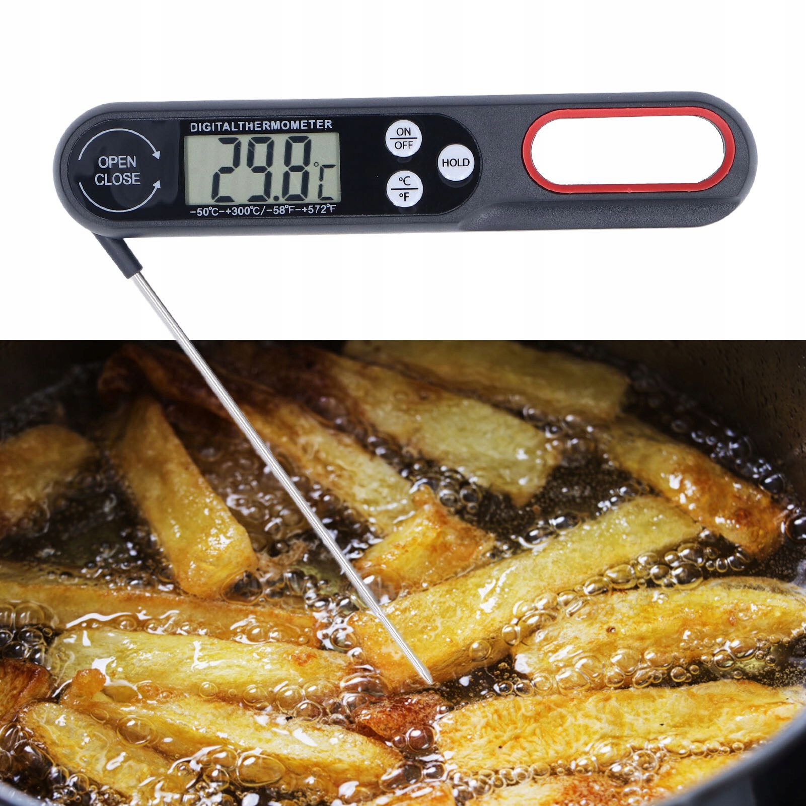 Digital Food Thermometer Foldable BBQ Cooking Thermometer with Battery