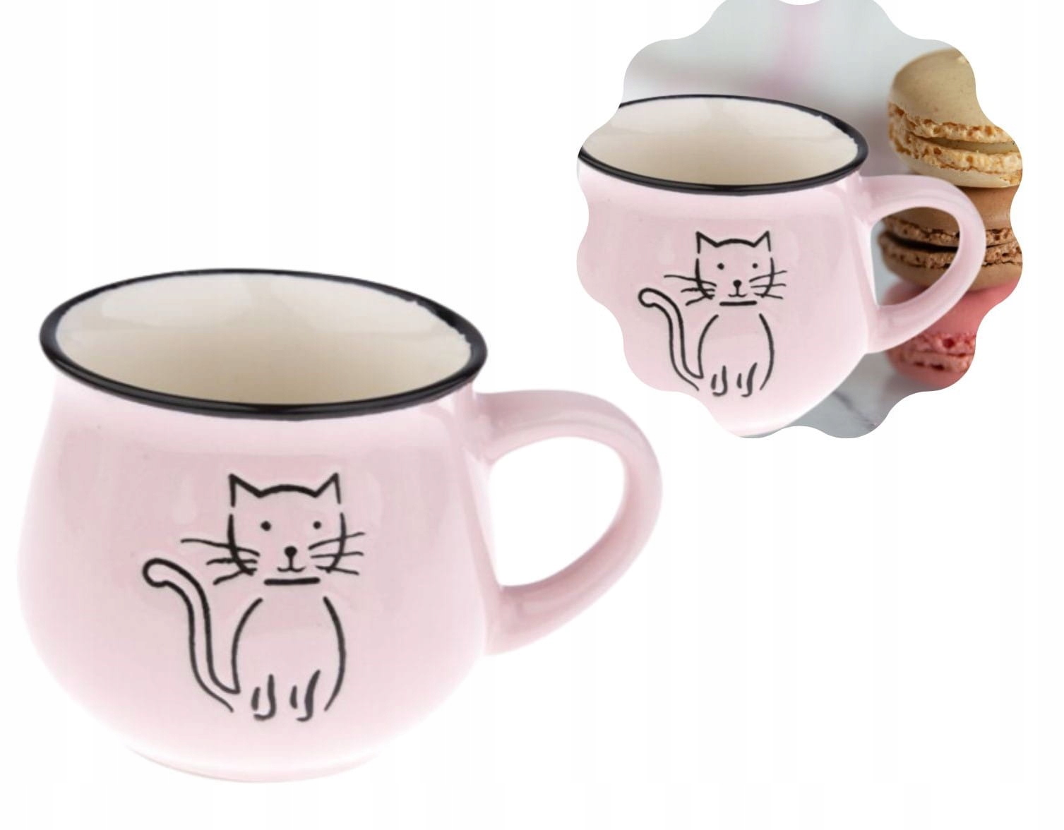 

Kubek 250 ml z kotem ceramiczny różowy