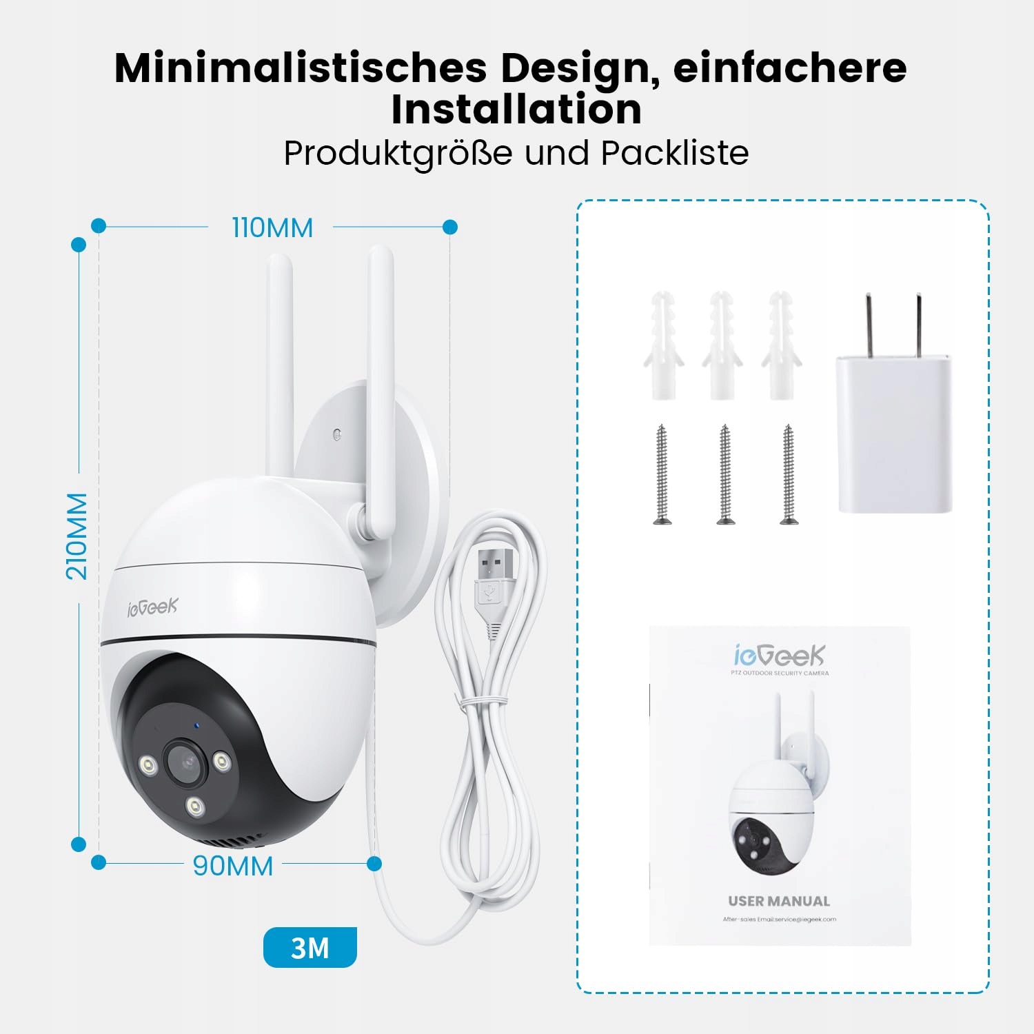 IEGEEK Kamera Zewnętrzna 5MP PTZ IP WiFi Kolorowy Nocny Tryb Audio — miniatura 9