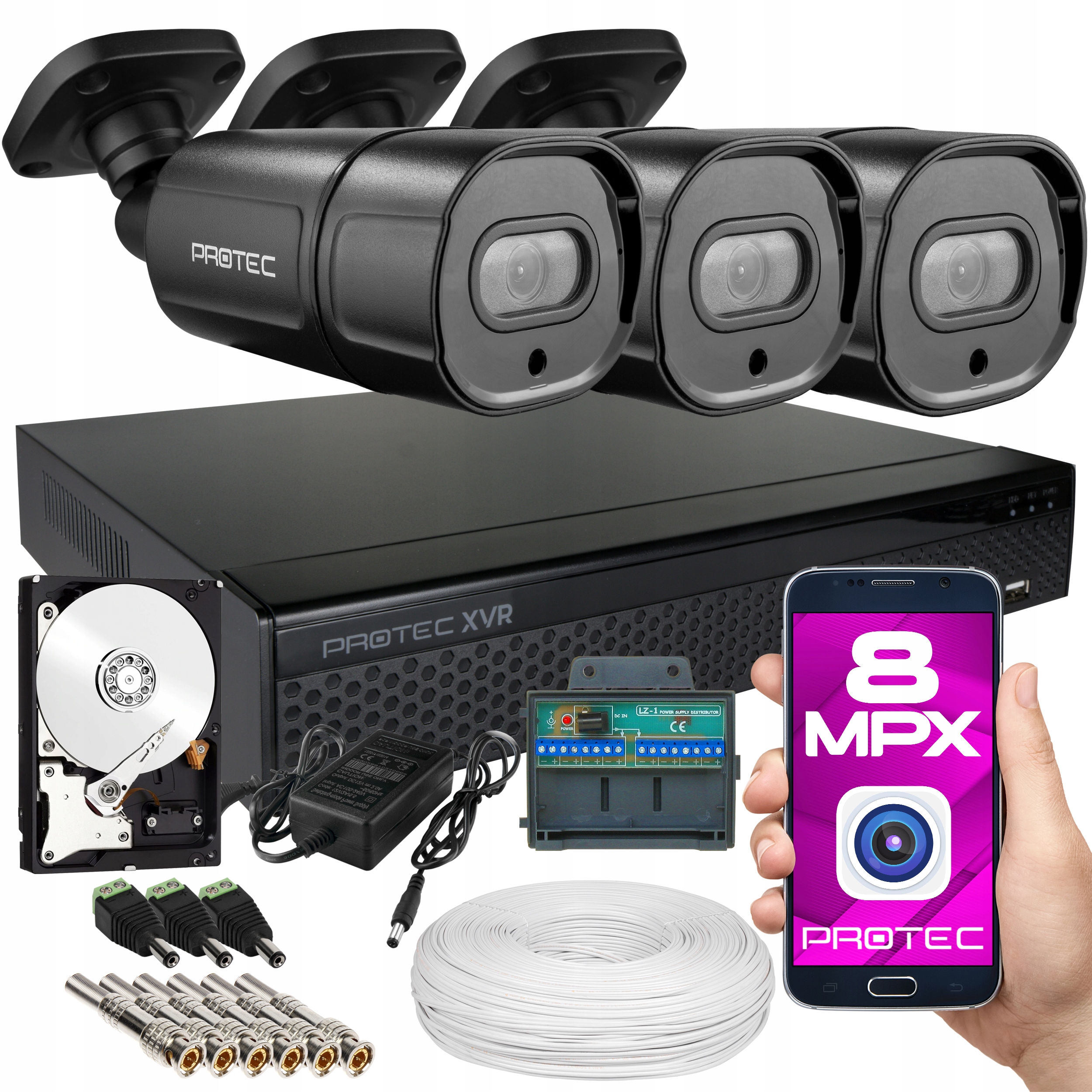 

Premium Zestaw Do Monitoringu 3 Kamery 4K Czarne