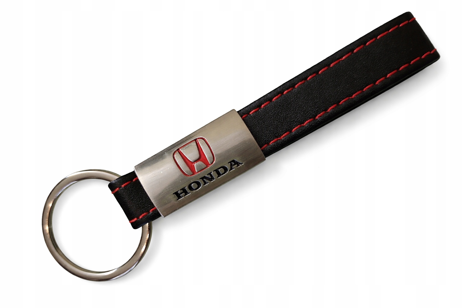 Brelok do kluczy Honda ekoskóra metalowe logo czerwone przeszycia do kluczy