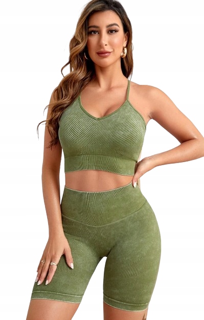 KOMPLET SPORTOWY ZIELONY TOP I LEGGINSY M 1M6A
