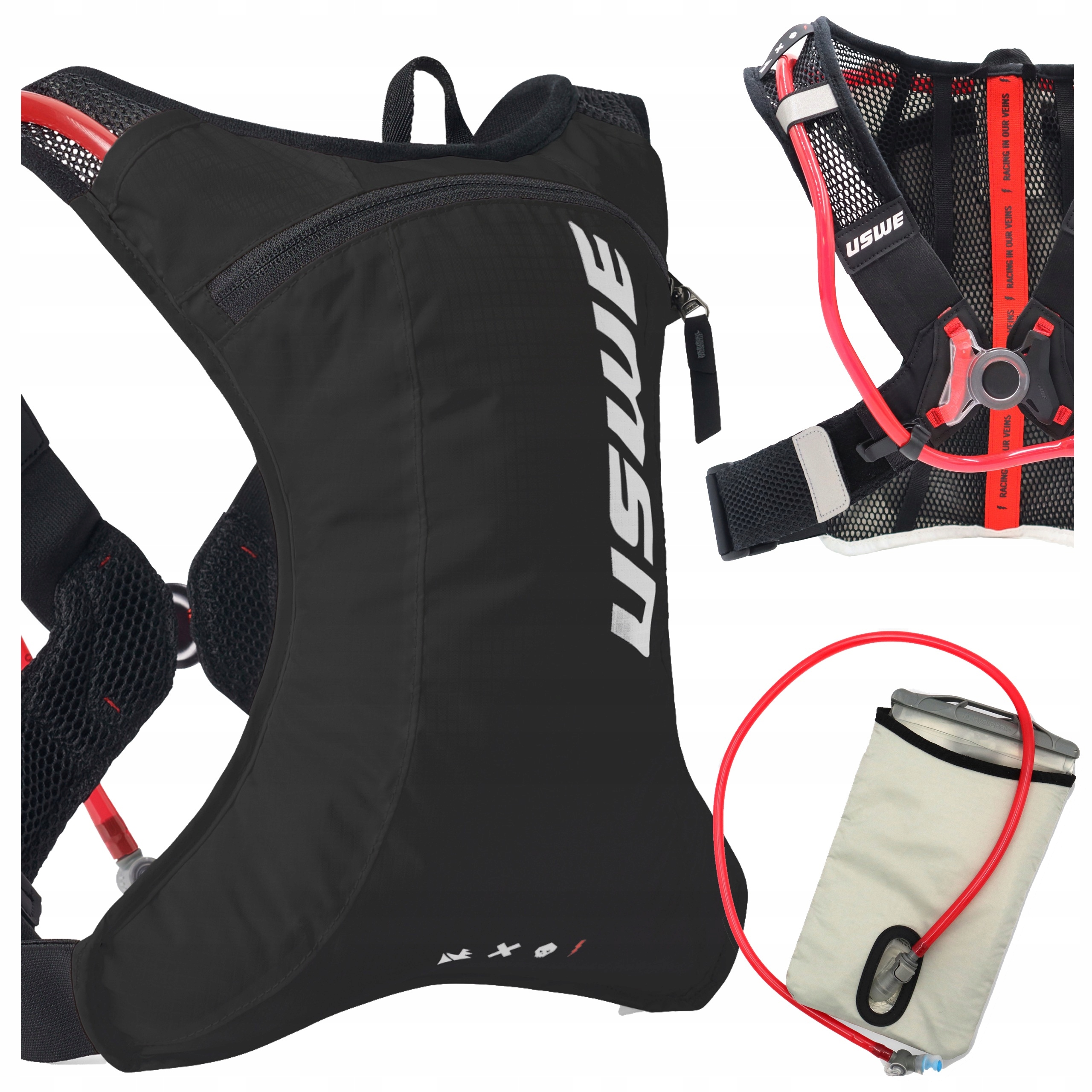 Plecak Rowerowy Uswe Race 2.0 Bukłak 2L Dwie Komory Termoizolacja Czarny