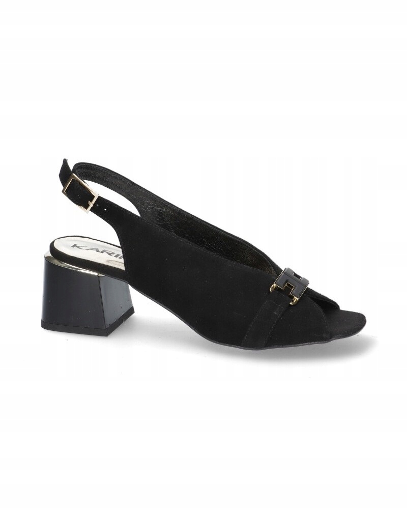 černé elegantní sandály stabilní, lehké, hluboké nazouvací, pohodlné Karino 37