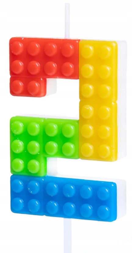 ŚWIECZKA NA TORT urodzinowa cyfra 2 KLOCKI 6cm