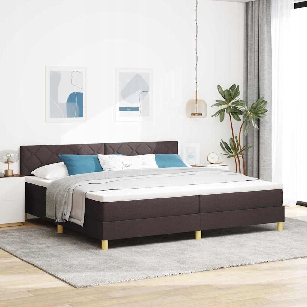 Postel s úložným prostorem s matrací a Led, tmavě hnědá, 200 x 200 cm, tkanina Lumark