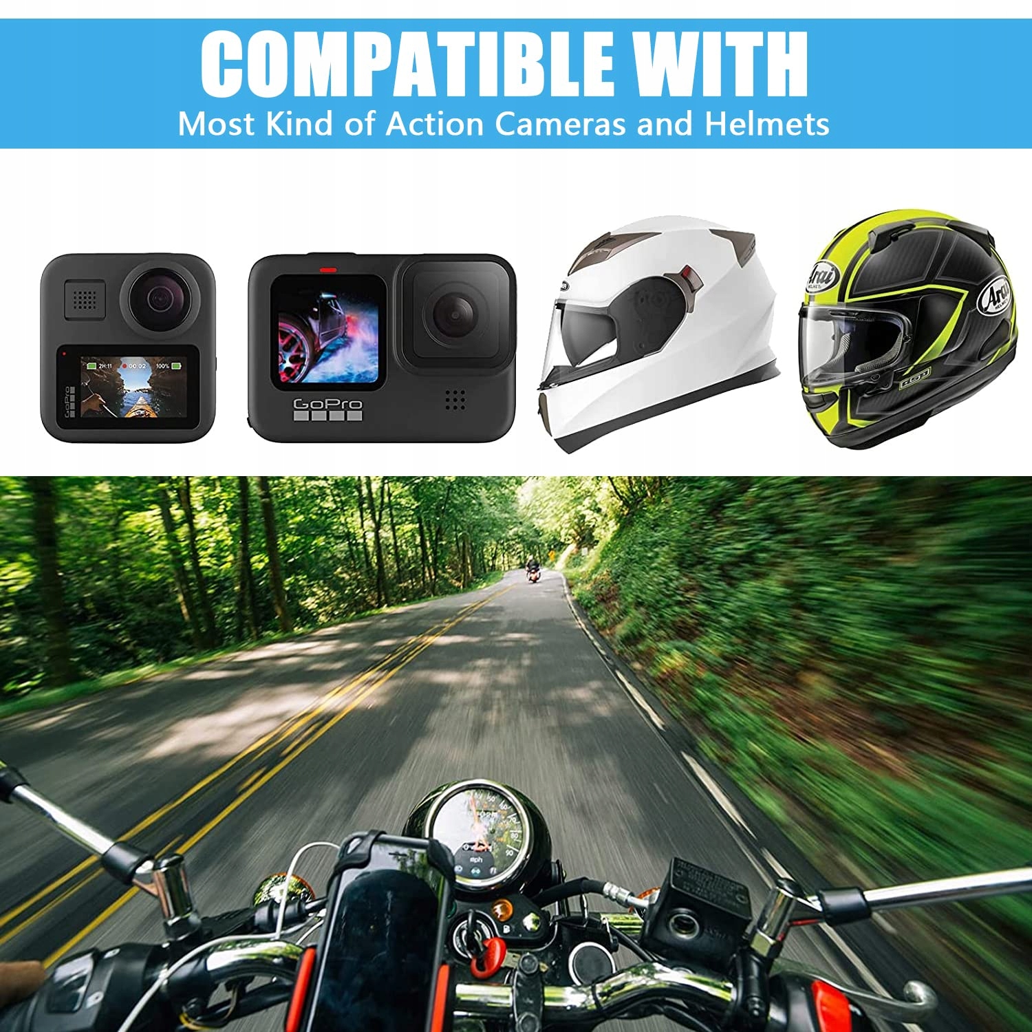 Uchwyt Na Kask Motocyklowy Do Kamer Sportowych GoPro Stabilny GZCAIYUN — miniatura 5