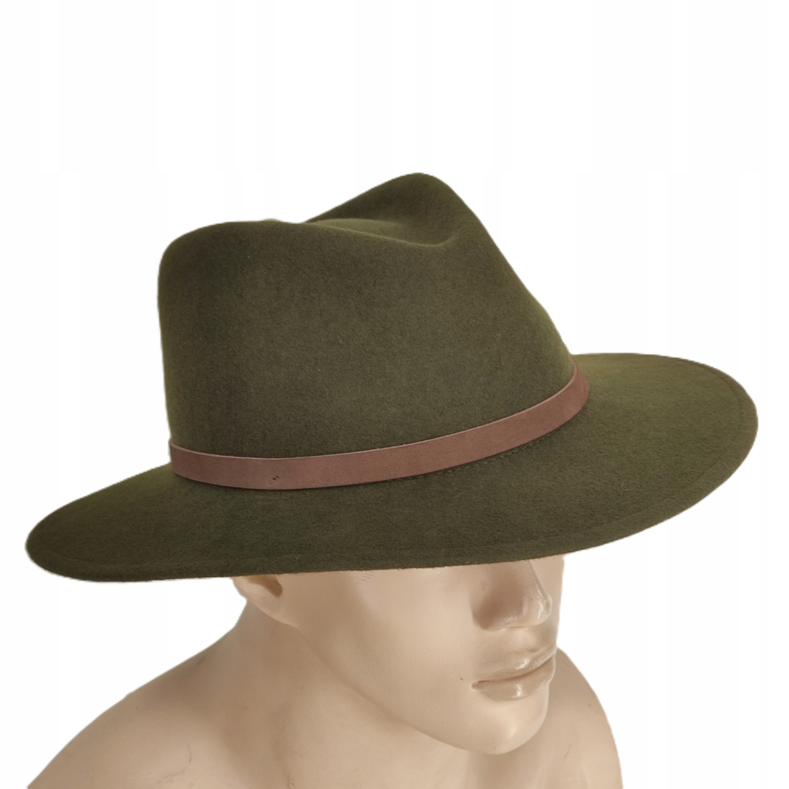 Zelený Khaki lovecký klobouk Myslivec plst vlněný Skoczów 55 cm Petr