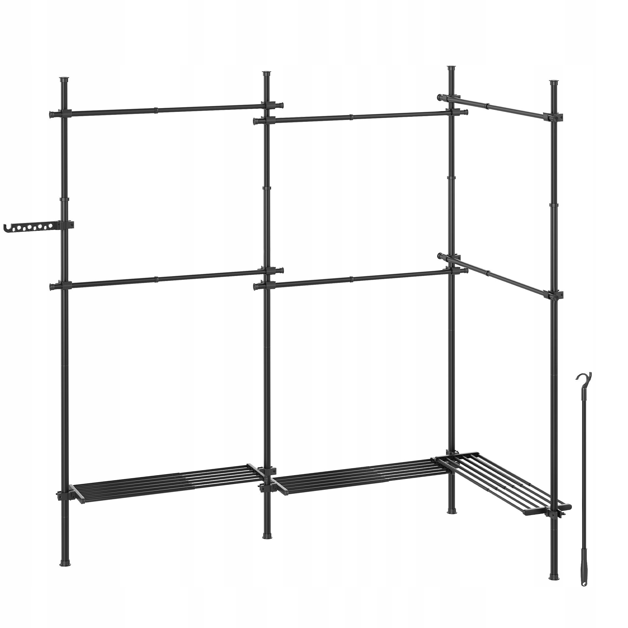 Teleskopický vešiak na oblečenie, šírka 240-353 cm, výška 208-310 cm