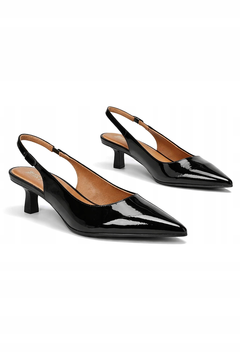 Bianco Lakované Černé Lodičky S Podpatkem, Sloupek 36 I4B