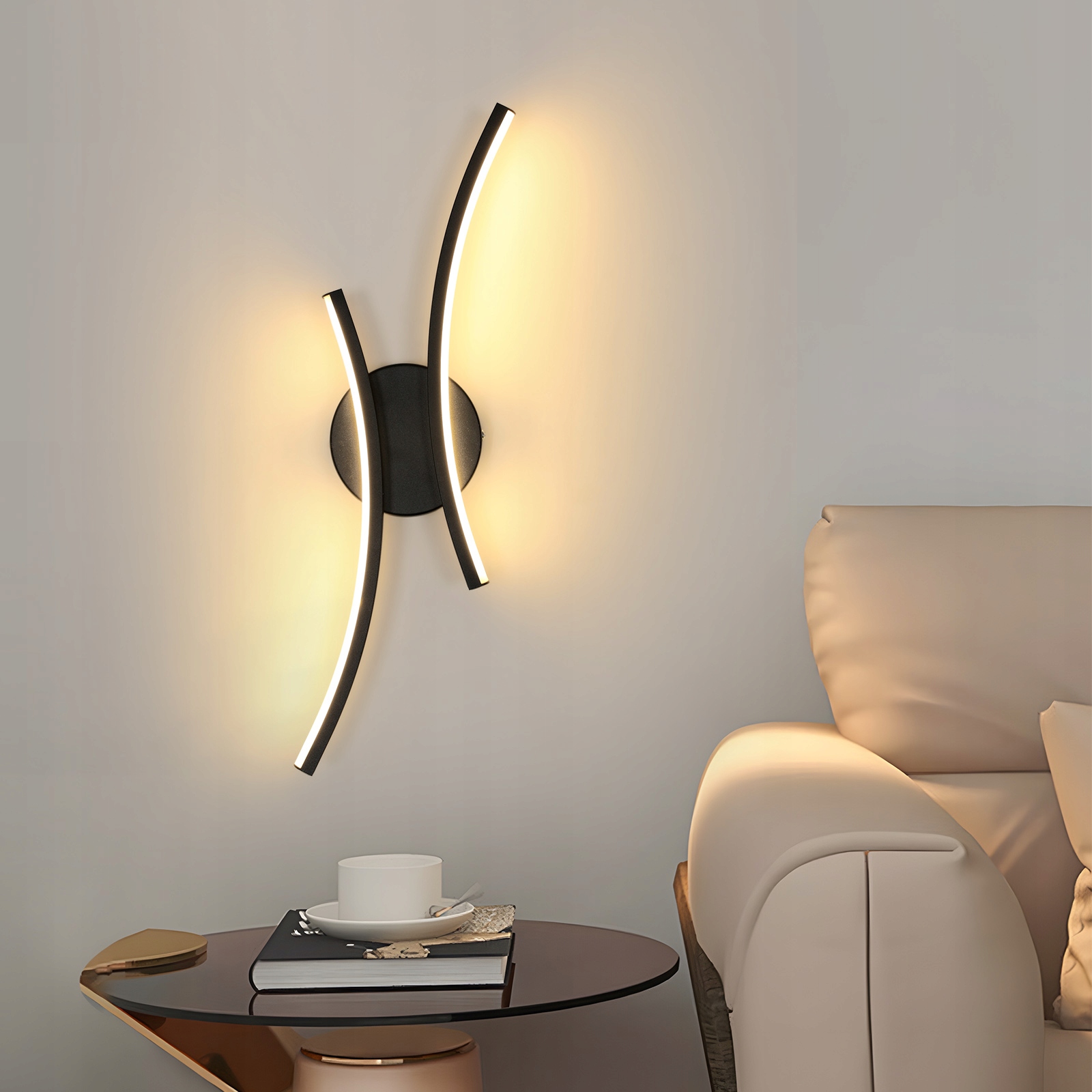 Kinkiet Czarna Lampa Liniowa Scienna Led 3000K Nowoczesna Do Salonu 2250LM