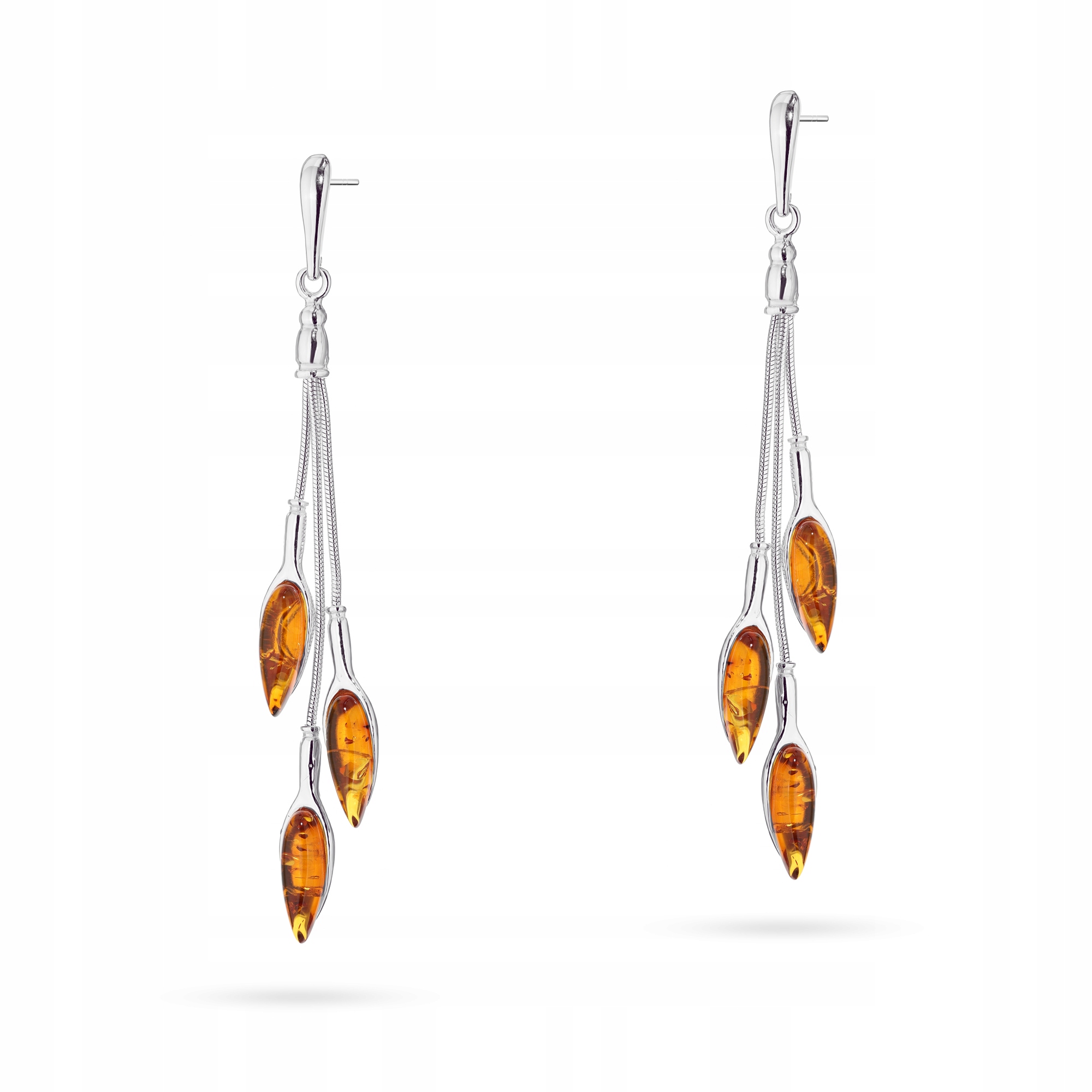 Stříbrné Náušnice Závěsné Dámské tyčinky ryzost 925 Trojité slzy Kapičky