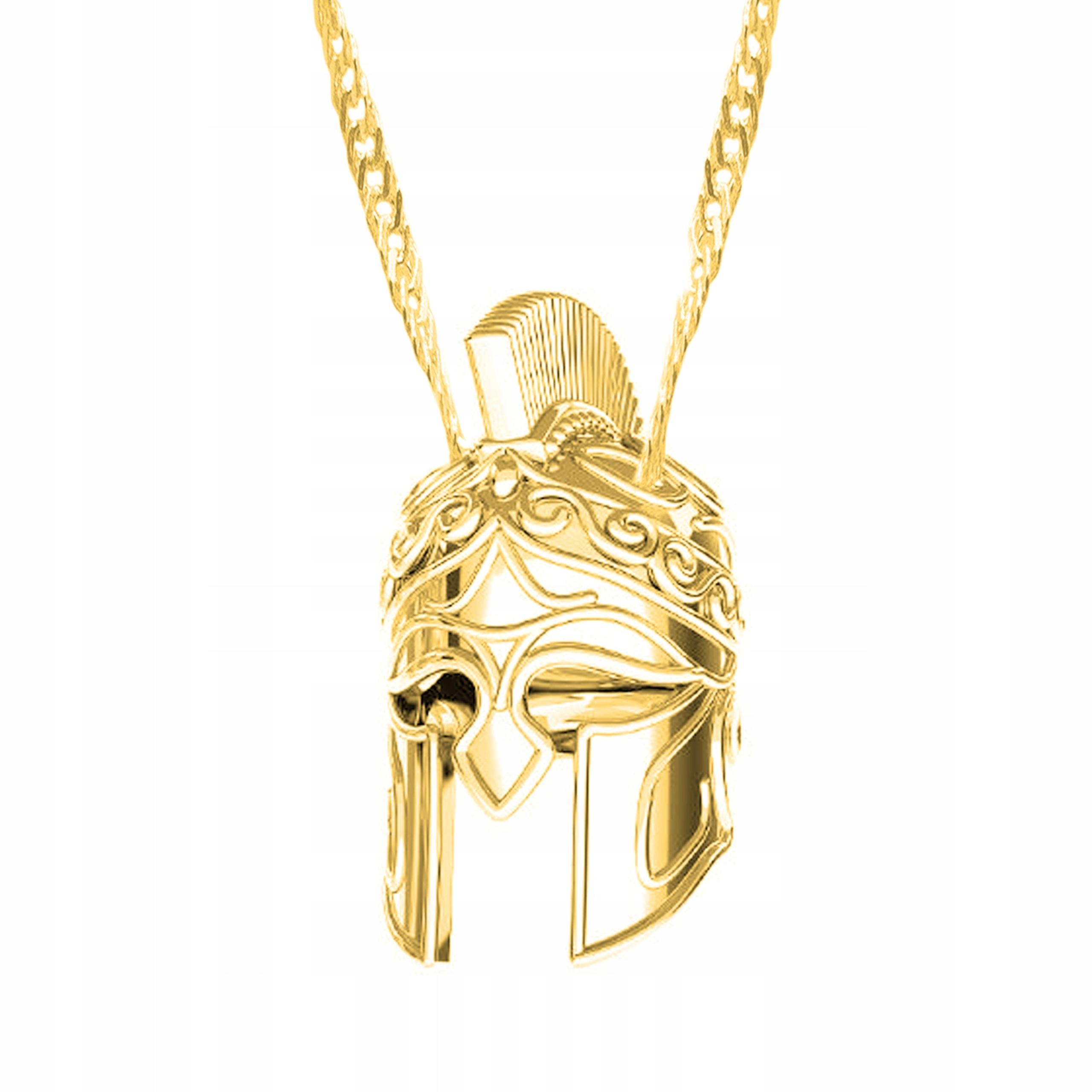 Zlatý náhrdelník Spartan Sparta Helma bojovník s helmou Řecko Stříbro 925