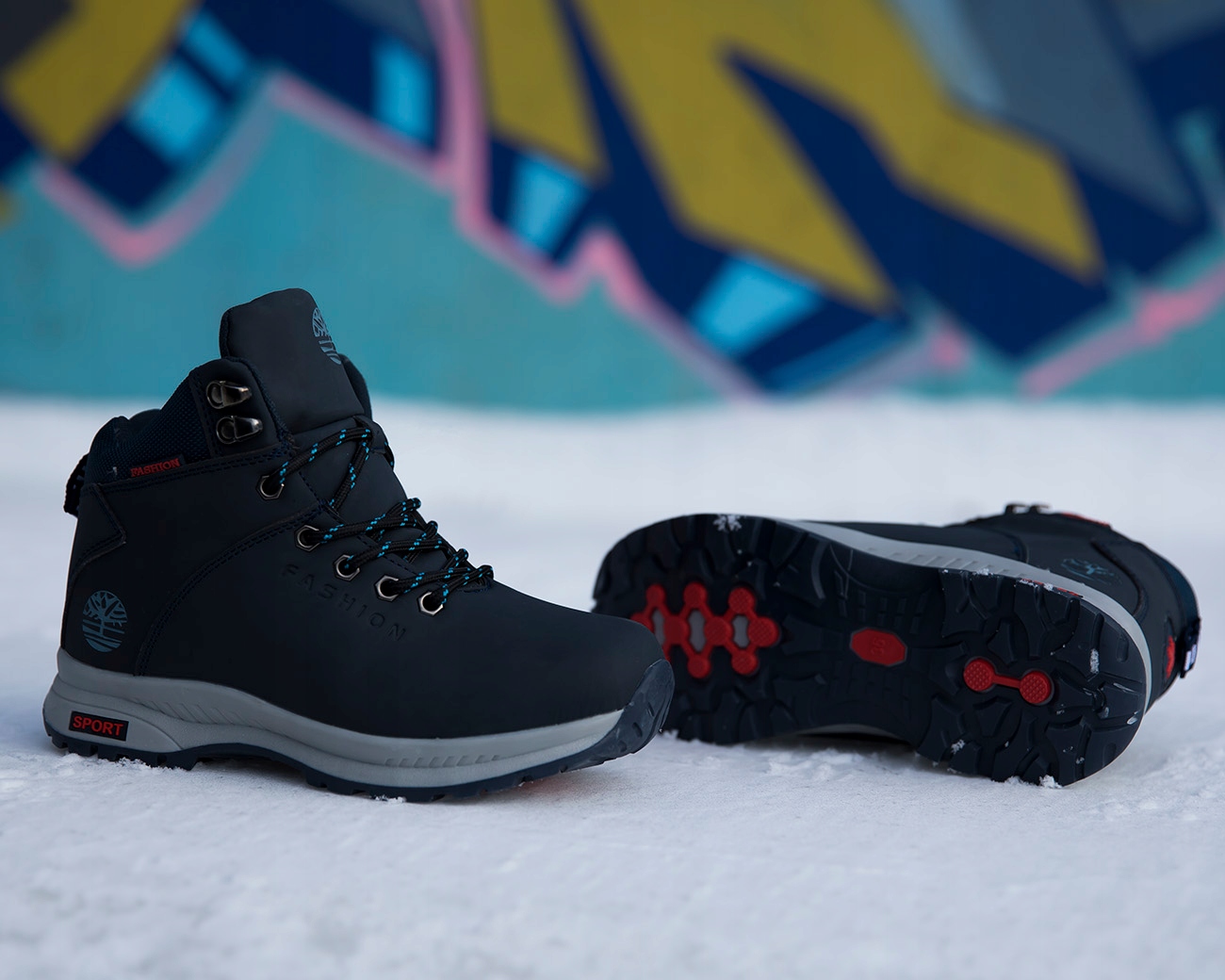 Trapery obuwie ocieplane Buty Zimowe Śniegowce Wzór dominujący bez wzoru