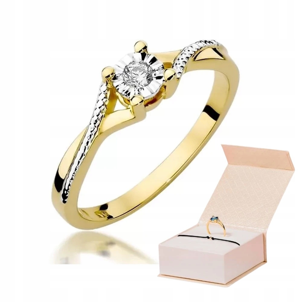 Złoty Pierścionek 585 Z Brylantem 0,08ct Diamenty Bransoletka Złota