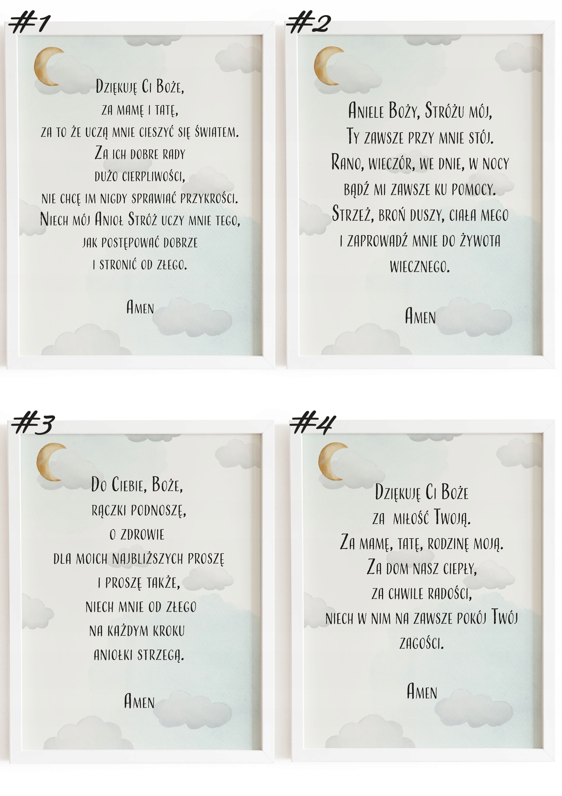 ZESTAW PLAKATY Z MODLITWĄ METRYKĄ DLA DZIECI 3SZT. WZORY FORMAT A4 PREZENT Marka bez marki
