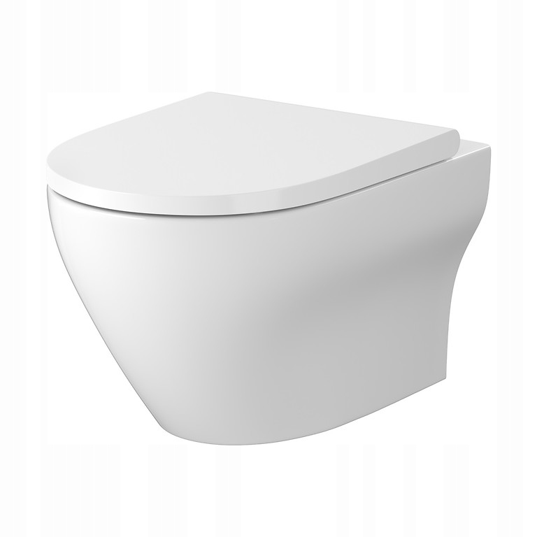 Závěsná vířivá Wc mísa Cersanit Larga Pro Oval s pomalým sklápěním Slim