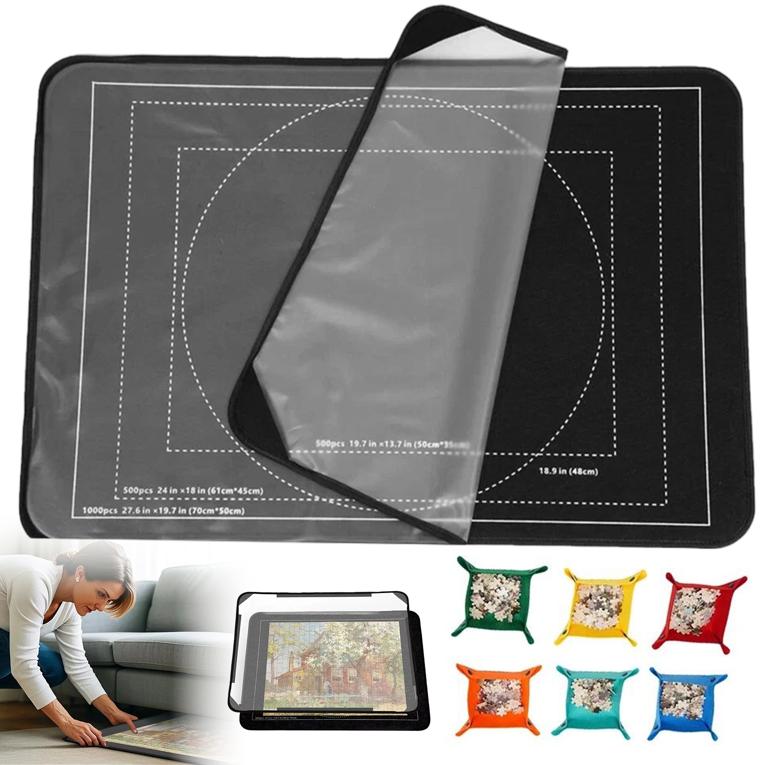 MATA DO UKŁADANIA PUZZLI 1000 elementów PODKŁADKA PLANSZA ROLKA NA PUZZLE