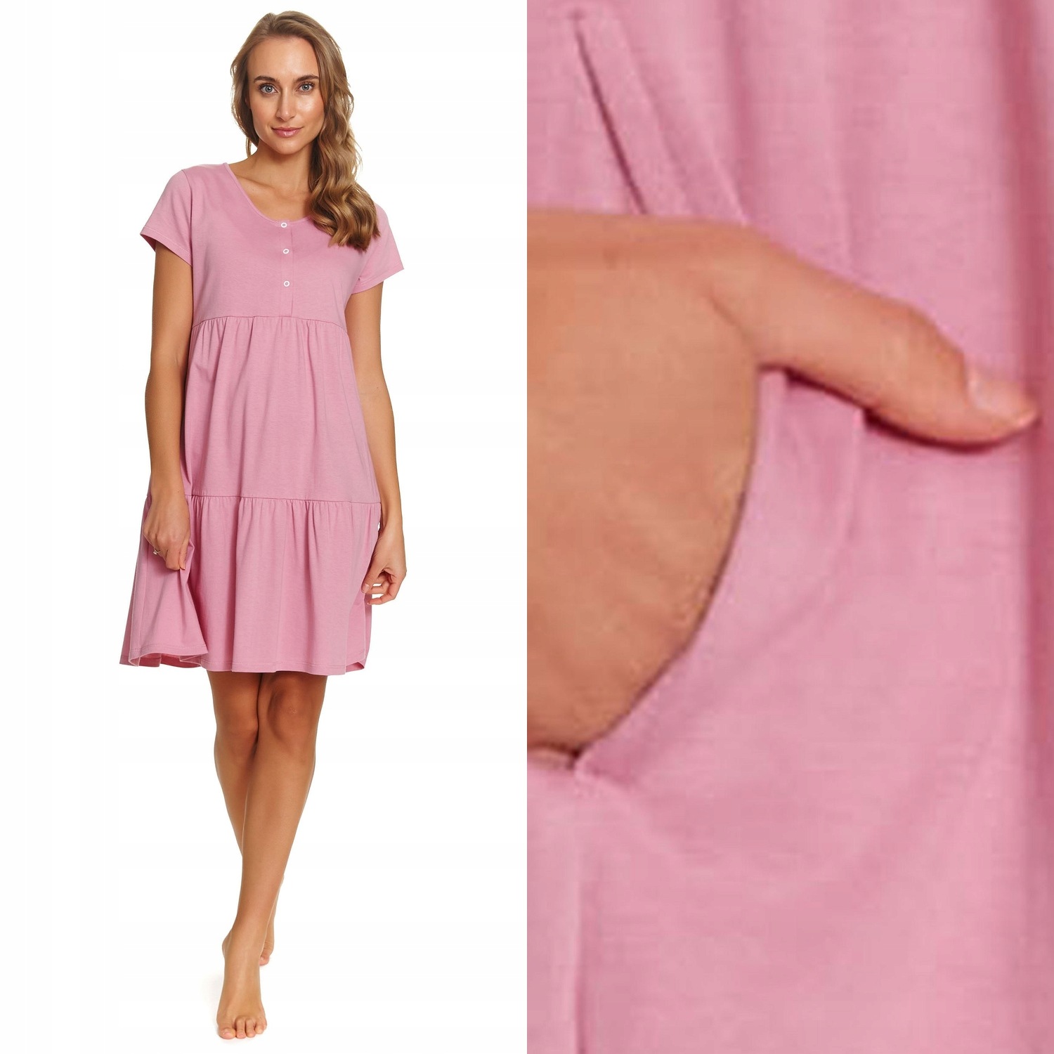 Košile noční Doctornap Tcb 7462 blush rose plus bavlněná na druky 2XL