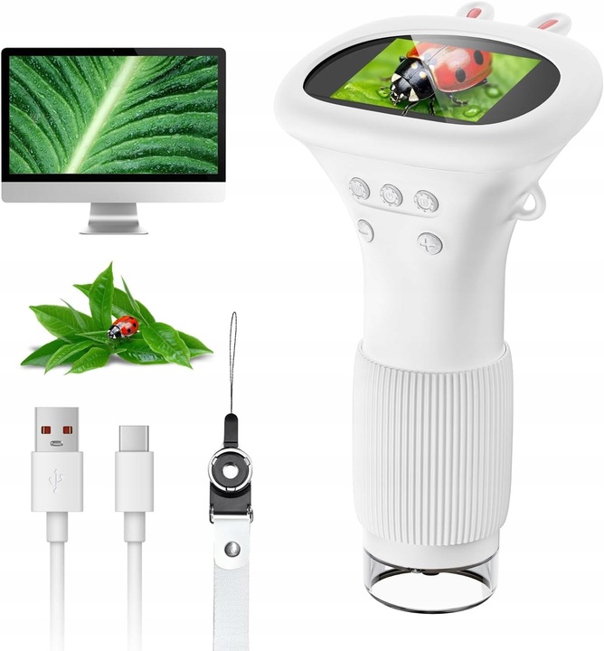Kišeninis skaitmeninis mikroskopas vaikams, 1000x, 2″ ekranas, 8 LED, 600 mAh, baltas, 1920 × 1080 – mikroskopo naudojimo pavyzdys
