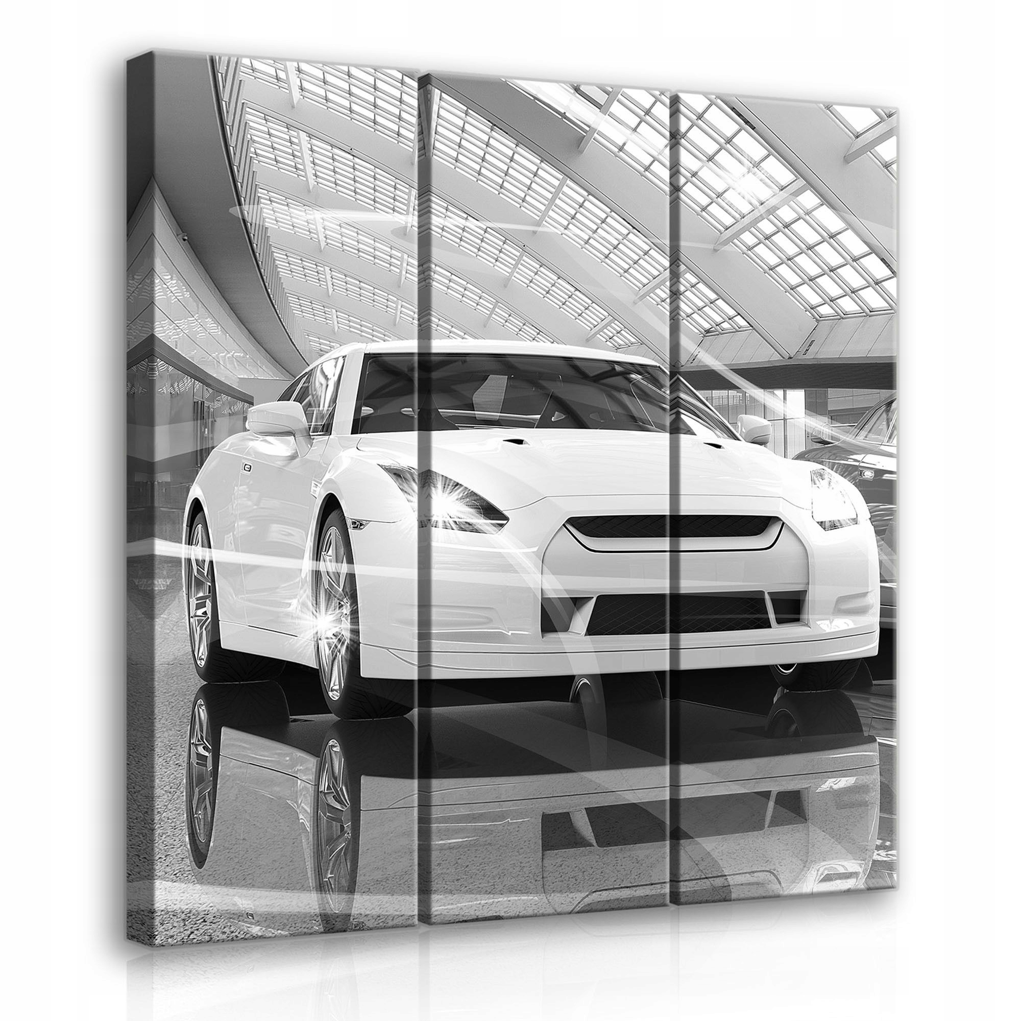 Obraz 90x100 Bílý sportovní vůz Nissan Gt-r monochromatický rychlost