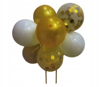 

Topper Balony Żółte Białe konfetti Dekoracja 817