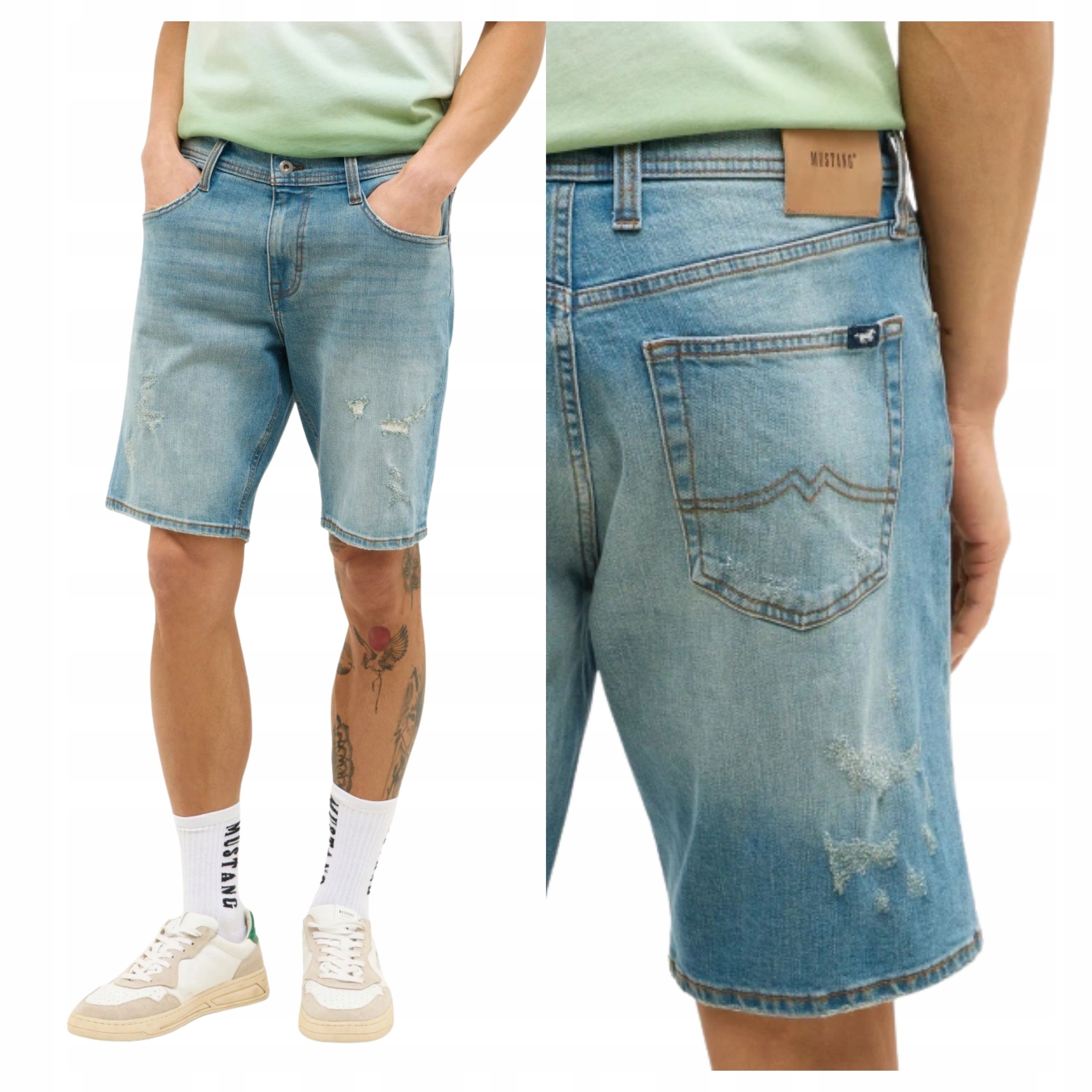 Pánské šortky Mustang Denver Shorts Denim Blue Modré Slim W32