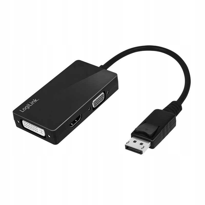 Adaptér LogiLink DisplayPort na Hdmi DVI Vga 4K/30 Hz černý 0,1 m
