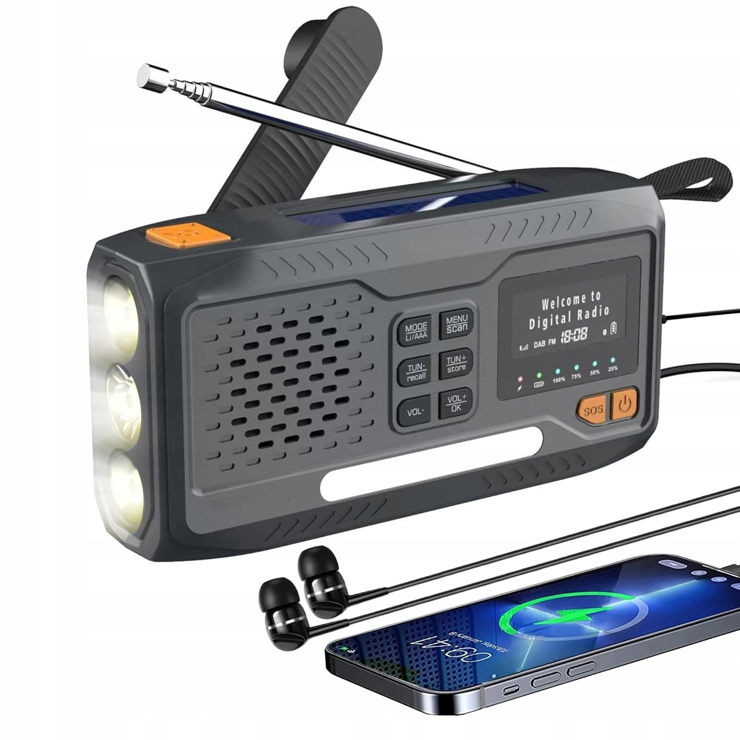 Extralink Radio awaryjne solarne Powerbank 4500mAh Led