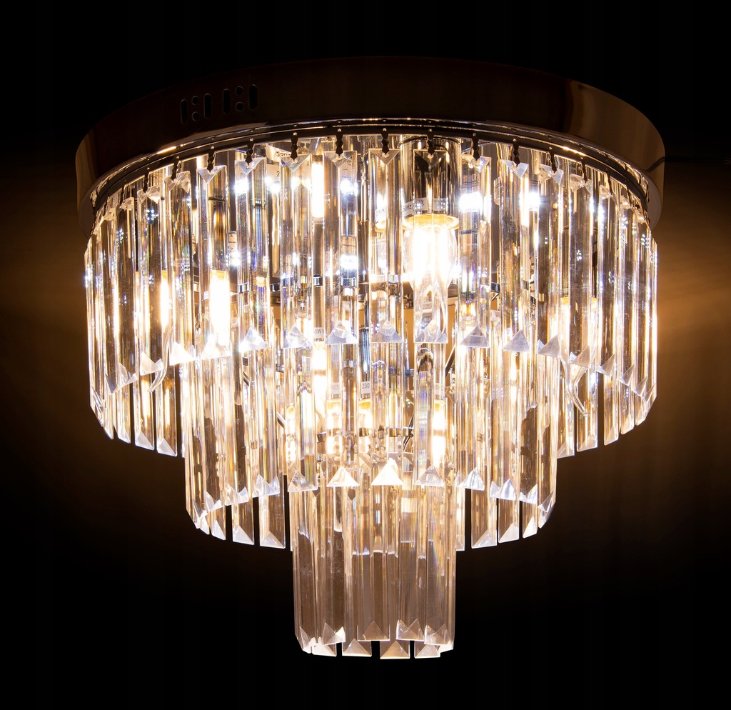 Kulatý lustr z ledových krystalů, glamour lampa do jídelny a obývacího pokoje