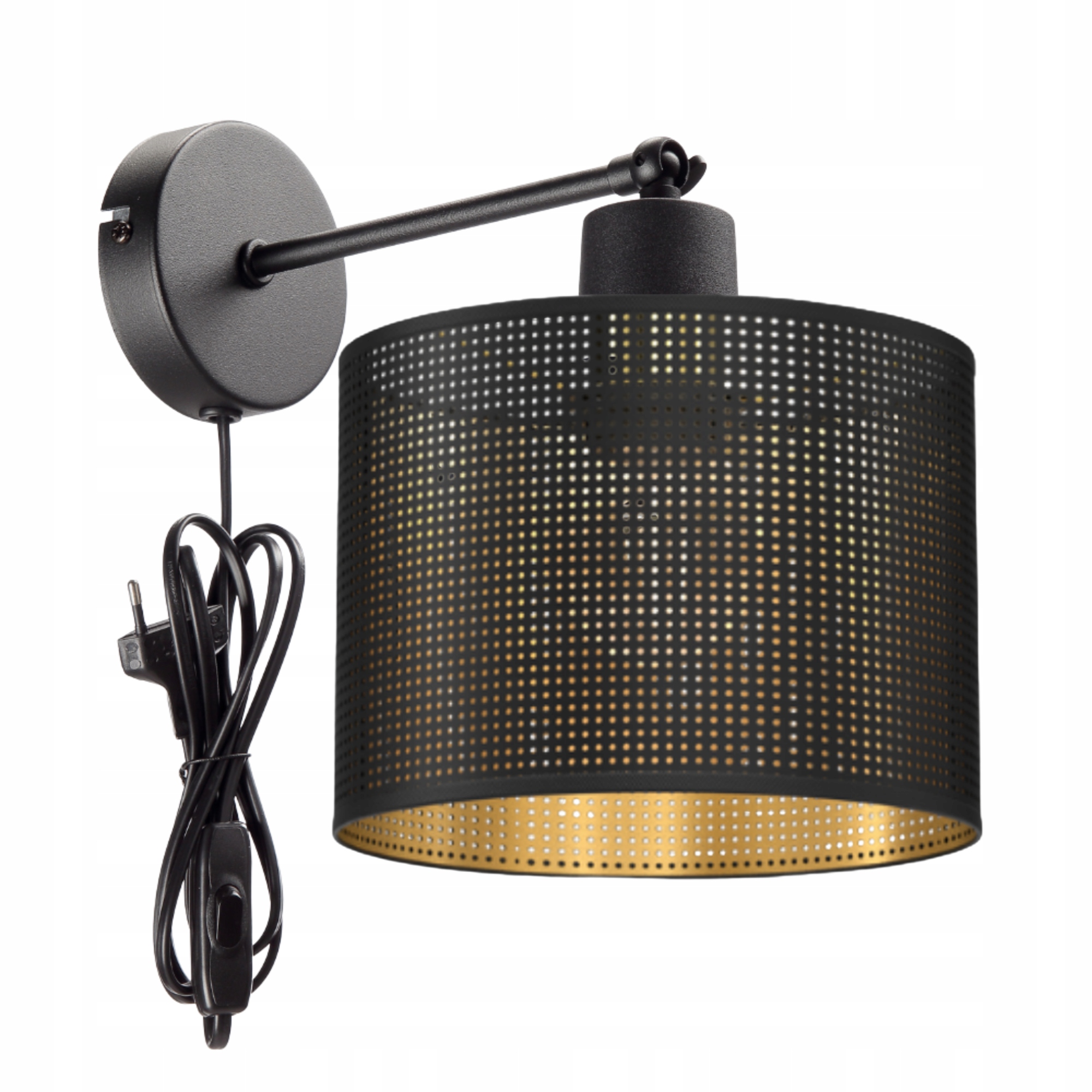 Nástěnná Lampa Nástěnné Led Stínidlo S Otvory A Kabelem Zlatá E27