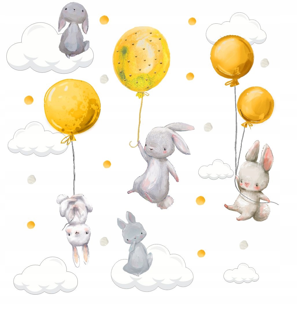 

Króliki Balony Groszki Naklejki Ścienne 100x60