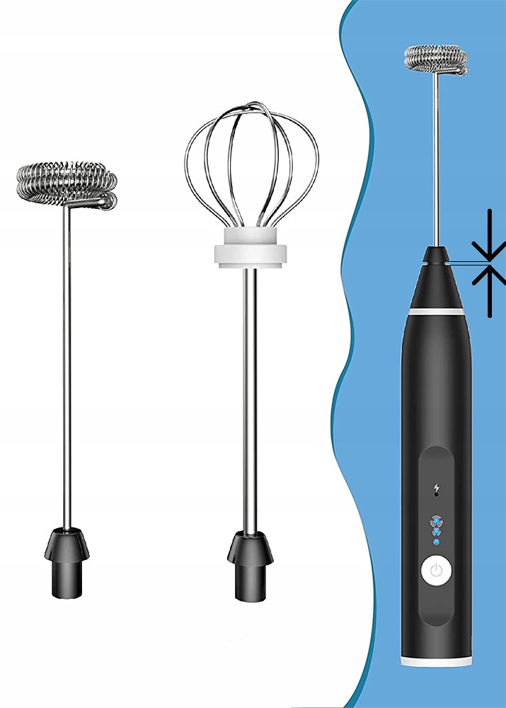 RĘCZNY SPIENIACZ UBIJACZ DO MLEKA KAWY MINI MIKSER 2w1 STAL NIERDZEWNA Model SPIENIACZ DO MLEKA mikser AKUMULATOROWY NOVAZATECH