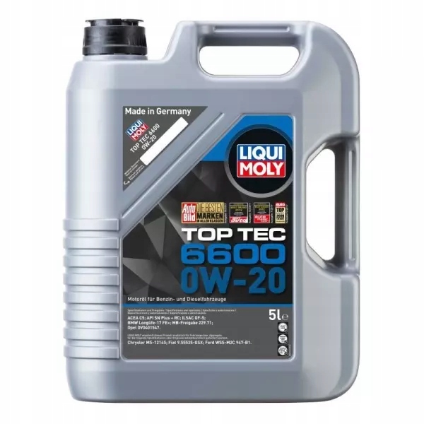 LIQUI MOLY TOP TEC 6600 0W20 C5 API SN PLUS RC 6L Specyfikacja jakościowa ACEA C5 API SN PLUS