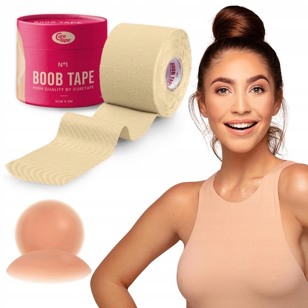 Taśma CureTape BOOB TAPE UNOSZĄCA MODELUJĄCA do biustu pushup CIELISTA 5M