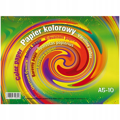 ZESZYT PAPIERÓW KOLOROWYCH Z POŁYSKIEM KRESKA FORMAT A5 10 kartek Liczba arkuszy 10 szt.