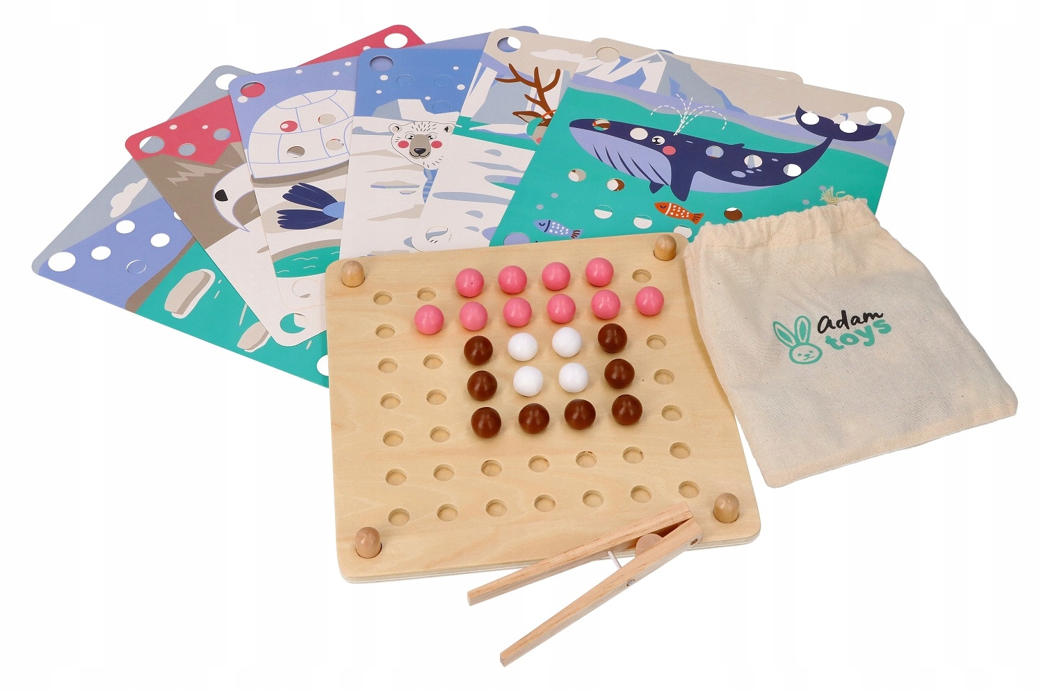 

Montessori Układanka z kulkami Zwierzątka AdamToys