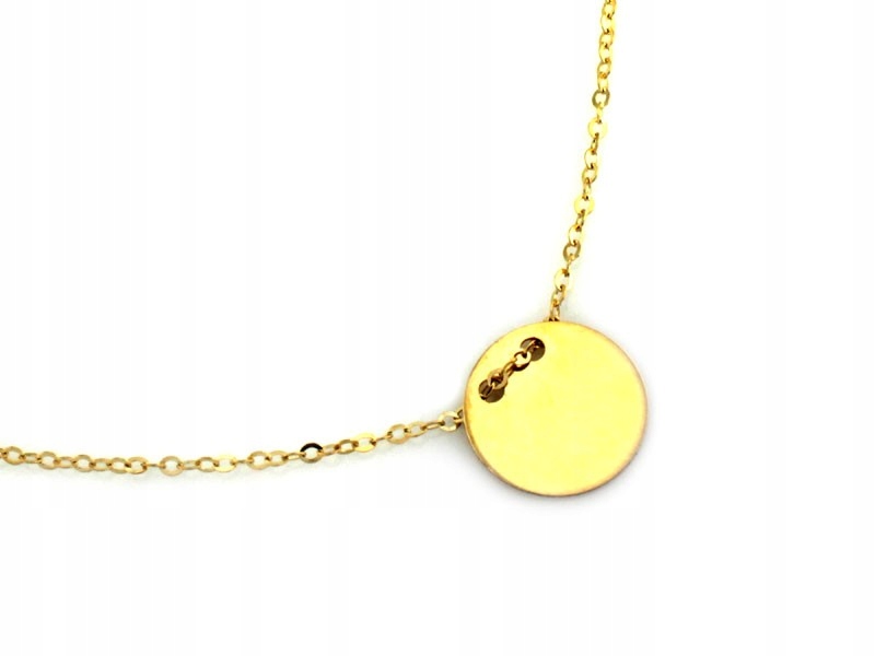 Zlatý 585 řetízkový náhrdelník s hladkým kruhem propleteným na řetízku 14kt