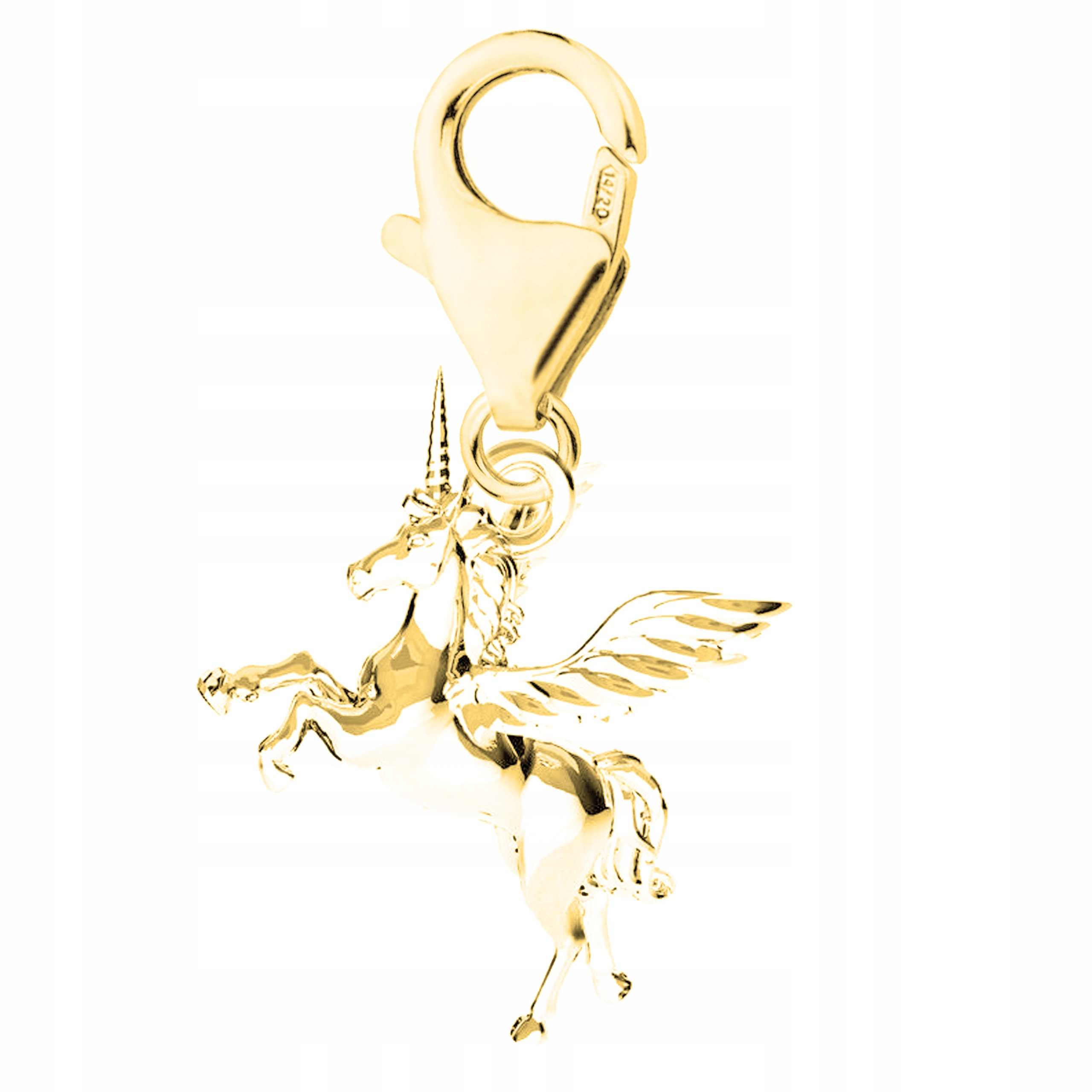 Zlatý přívěsek Karabinka s jednorožcem Kůň Jednorožec Koník Stříbro 925