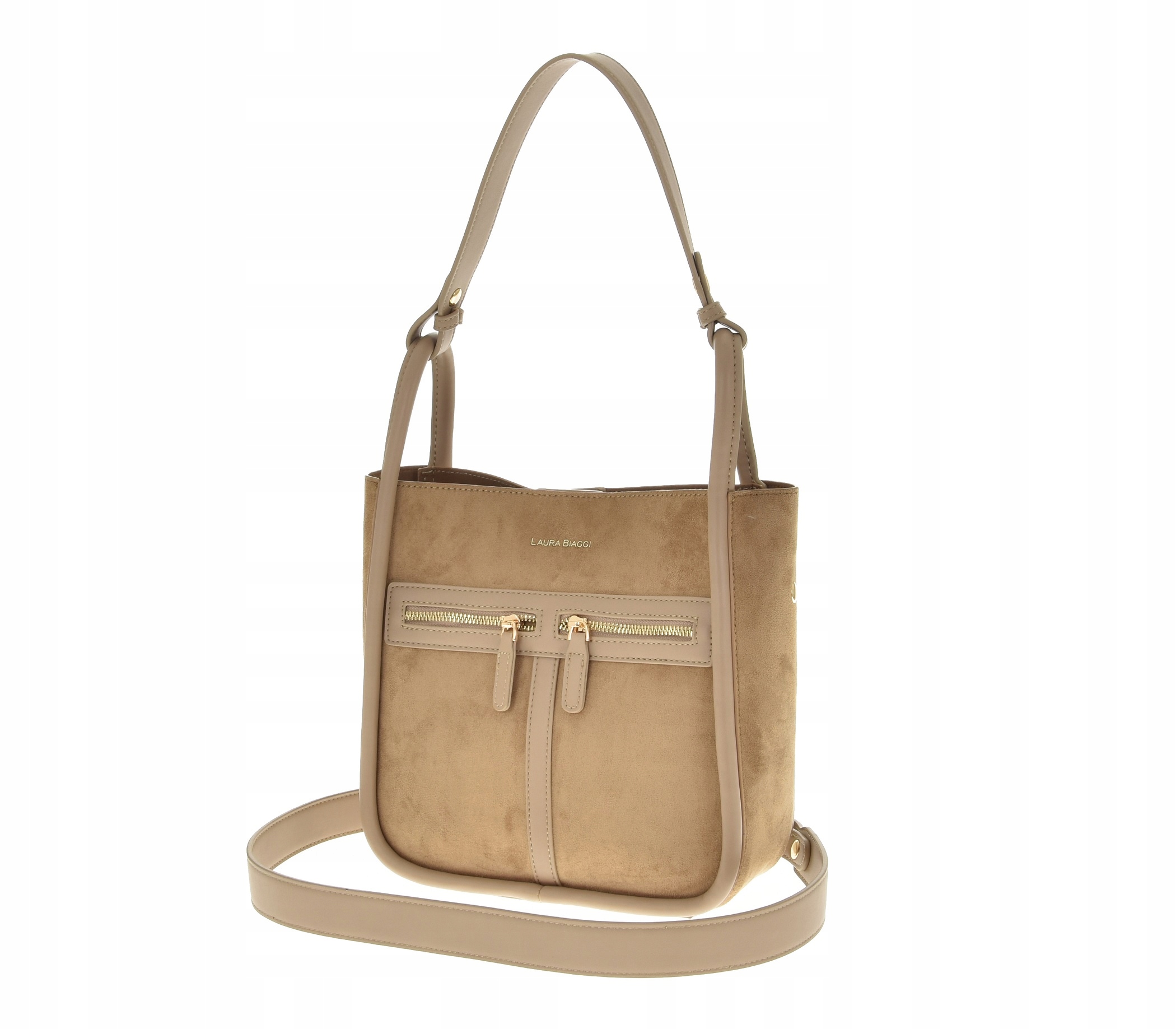 Dámská kabelka Laura Biaggi shopper kabelka přes rameno taupe semišová elegantní