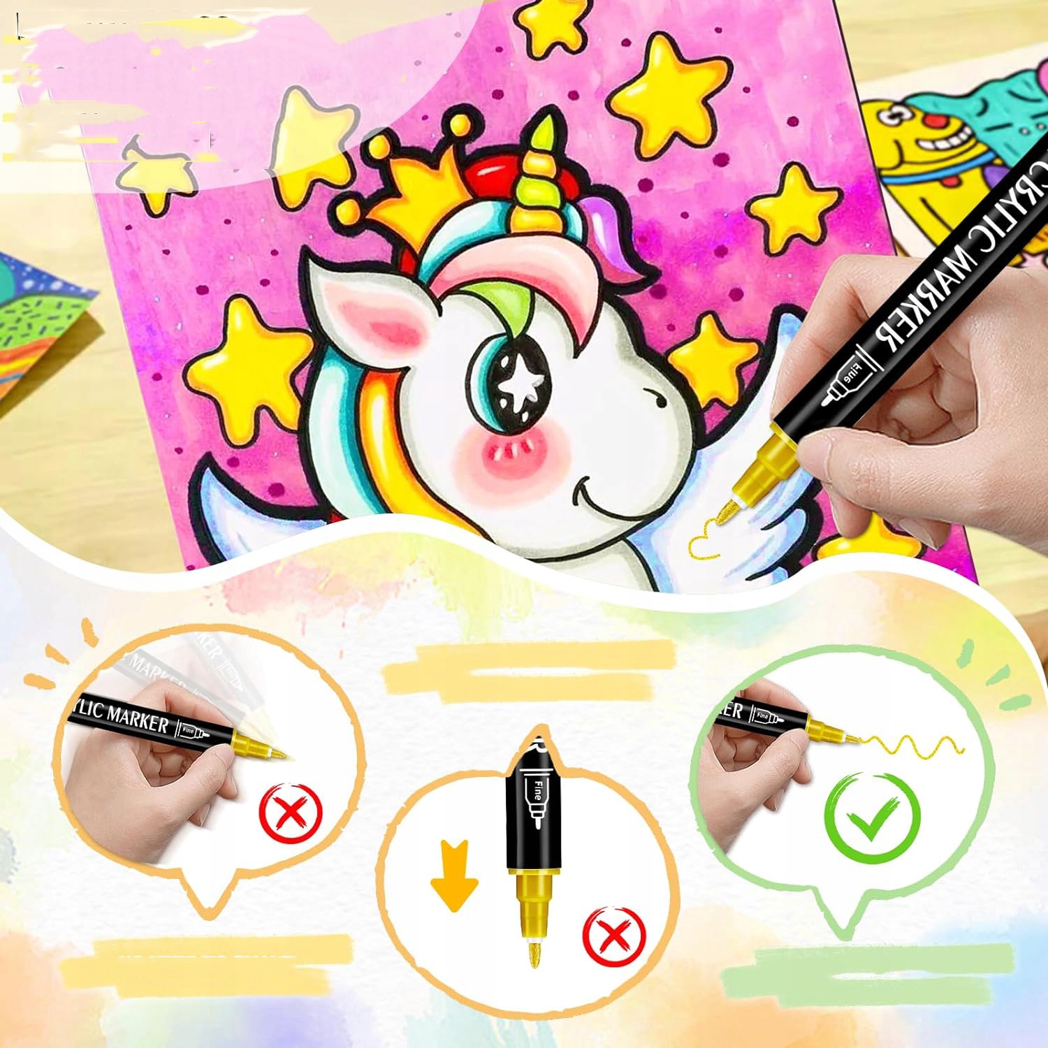 MARKERY PISAKI AKRYLOWE FLAMASTRY DO MALOWANIA UBRAŃ KAMIENI 1MM/5MM 26SZT Płeć unisex