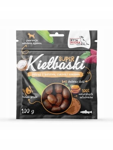 4x Syta Micha klobásky pro psa se pstruhem a batátem cuketou 100 g