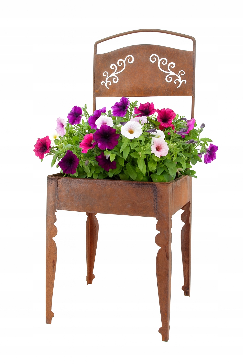 Dekorativní květináč ve tvaru židle, dekorativní květináč na květiny, zahrada, terasa