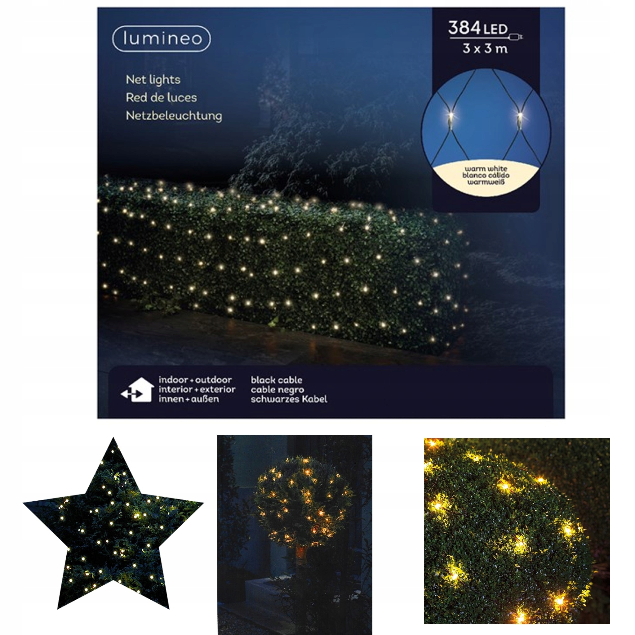 Sieťka na plot, stena 384 Led vonkajšia, 3 m x 3 m
